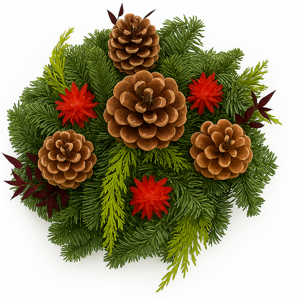 Grabkranz Rot hochwertiges Allerheiligengesteck 30 cm aus Naturmaterialien Grabdeko Totensonntag